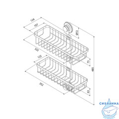 Двухъярусная прямая полка, проволока стальная, черный матовый, Easy, Milardo, EAS0WS2M44