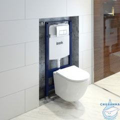 Инсталляция Iddis с кнопкой смыва в комплекте с унитазом Iddis Blanco c сиденьем Soft close (микролифт) BASB010i73