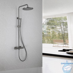 Душевая стойка ABBER Wasser Kreis AF8160NGL без излива, с термостатом, оружейная сталь