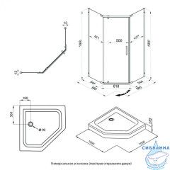 Душевое ограждение Тритон Дека 100x100 профиль золото, стекло прозрачное Щ0000073924 (с поддоном)