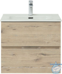 Тумба Aquanet Алвита New 60 (2 ящ.) с раковиной Flat 60 дуб веллингтон