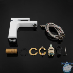 Смеситель для раковины Gappo G1017-8 (без донного клапана) (хром/белый)