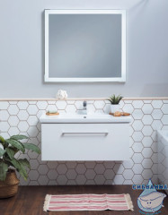 Тумба Dreja Big Inn 100 с раковиной Гармония 100, белый глянец