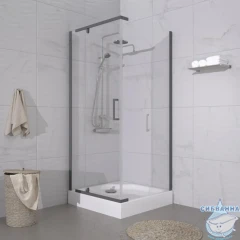 Душевое ограждение Тритон Терра 90x90 профиль графит, стекло прозрачное Щ0000073935 (с поддоном)