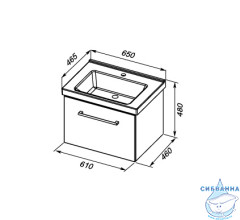 Тумба Dreja Big Inn 65 с раковиной Гармония 65, белый глянец