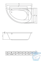 Ванна акриловая C-BATH Aqua 140х80 L