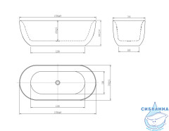 Акриловая ванна Aquatek Афина 170x78 AQ-144778Bl с ножками