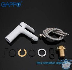 Смеситель для раковины Gappo G1048 (без донного клапана) (хром/белый)