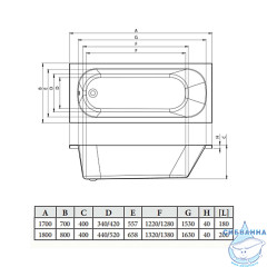Ванна акриловая C-BATH Galaxy 170x70