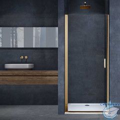 Дверь в нишу Vincea Alpha 60 профиль брашированное золото, стекло прозрачное VDP-3AL600CLG