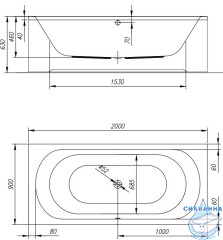 Акриловая ванна Kolpa San Betty 200x90 с каркасом