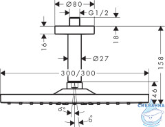 Верхний душ Hansgrohe Raindance E 300 1 режим (черный) 26250670