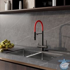 Сменный гибкий шланг для смесителя, силикон, цвет красный, Kitchen Line, IDDIS, FSPRD00i59