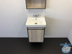 Тумба подвесная Comforty Вена 45 дуб дымчатый с раковиной Comforty Адриана 45 00-00006653