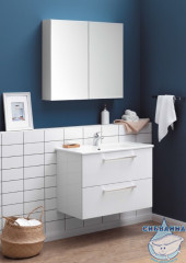 Тумба Dreja Gio 60 с раковиной Эйфория 60, белый глянец