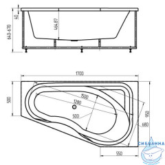 Акриловая ванна Aquatek Медея R 170х95 с каркасом