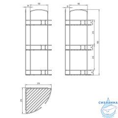 Полка трехъярусная угловая, проволока стальная, 11, Milardo, 111WC30M44
