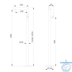 Смеситель ABBER Perfekte 316 AF8A40BGG напольный для раковины, брашированная оружейная сталь