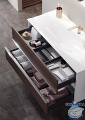 Тумба подвесная Aqwella Clarberg Evolution 120 с раковиной Papirus 120 темный крафт