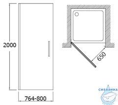 Дверь в нишу Jacob Delafon Contra 80 см E22T80-GA профиль хром, стекло прозрачное