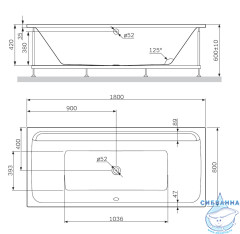 Каркас для ванны 180х80 см AM.PM Inspire 2.0 W52A-180-080W-R