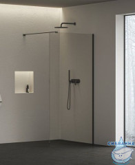 Душевое ограждение Ravak Walk-In Air Wall 90 см профиль черный, стекло прозрачное GW9W70300Z1C