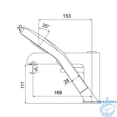 Смеситель для ванны на борт Gappo G1103-6 (хром/черный)