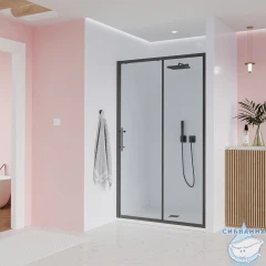 Дверь в нишу Veconi Эво 100 профиль графит, стекло прозрачное E1-GR-100-01-C9