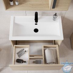 Тумба Viant Кёльн 60П с раковиной Фостер 60 дуб светлый