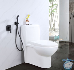 Встраиваемый смеситель с гигиеническим душем Lemark Ursus LM7219BL (черный матовый)