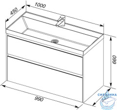 Тумба Aquanet Гласс 100 с раковиной Орлеан 100 белый глянец