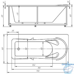 Акриловая ванна Aquatek Леда 170х80 с каркасом