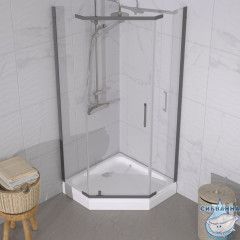 Душевое ограждение Тритон Дека 90x90 профиль графит, стекло прозрачное Щ0000073925 (с поддоном)