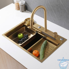 Кухонная мойка ABBER Wasser Kreis 68 см AF2194G золото матовое