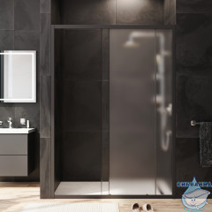 Дверь в нишу AM.PM Gem W90G-140-1-195BM 140 см профиль черный, стекло матовое