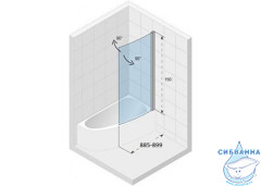 Шторка для ванны Riho Novik Lyra R 90x150 профиль хром, стекло прозрачное GZT91000892