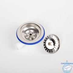 Сифон для двойной мойки с выпуском 3 1/2 с переливом и отводом, Kitchen Line, IDDIS, S21UPS0i84