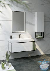 Тумба Aqwella Clarberg Logic 100 L с раковиной Toledo 90 белый глянцевый