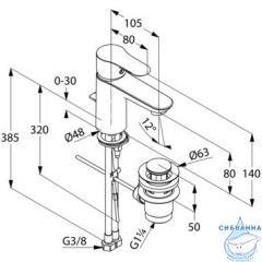 Смеситель для раковины Kludi Objekta 322330575 (с донным клапаном)