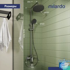 Смеситель для ванны с верхним душем, графит, Rora, Milardo, RORGM4FM06