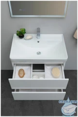 Тумба Aquanet Вега 70 с раковиной Aquanet Ирис 70 белый глянцевый