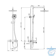 Душевая система Vincea Cube 250 1 режим VSFS-1C1GM (вороненая сталь)