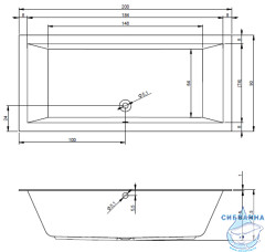Акриловая ванна Riho Lugo 200x90 с каркасом