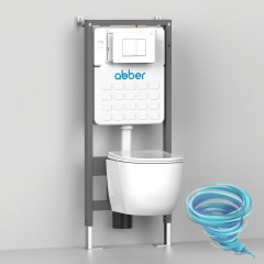 Унитаз подвесной безободковый Abber Rechteck  AC1201T с сиденьем Soft Close (микролифт) (белый)