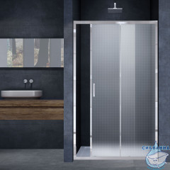 Дверь в нишу Vincea Alpha 100 профиль хром, стекло текстурное VDS-3AL100MT