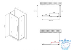 Душевое ограждение ABBER Schwarzer Diamant 170x70 AG30170BMH-S70BM-S70BM профиль черный, стекло матовое (без поддона)