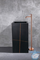  Смеситель для раковины напольный ABBER  Wasser Kreis AF8140RG (без донного клапана) (розовое золото)