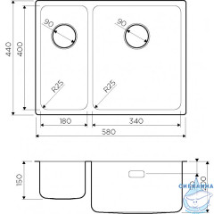 Кухонная мойка Omoikiri Tadzava 58-2-U/IF-IN-R 4993773