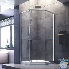 Душевое ограждение AM.PM Gem W90G-405-090MT 90x90 профиль хром, стекло прозрачное (без поддона)