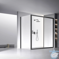 Душевое ограждение Veconi Rovigo 160x80 профиль черный, стекло прозрачное RV060B-16080-01-C5 (без поддона)